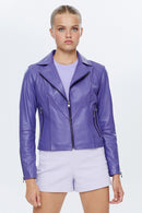 Olivia Women's Lilac Stretch-Fit Leather Jacket | Derimod