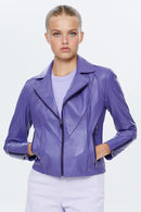 Olivia Women's Lilac Stretch-Fit Leather Jacket | Derimod
