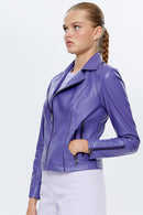 Olivia Women's Lilac Stretch-Fit Leather Jacket | Derimod