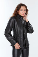 Meg Women's Black Leather Jacket | Derimod