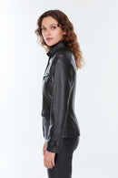 Meg Women's Black Leather Jacket | Derimod