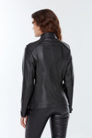 Meg Women's Black Leather Jacket | Derimod
