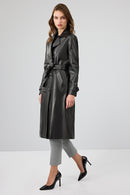 Beyonce Kadın Siyah Deri Pardösü | Derimod