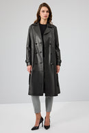 Beyonce Kadın Siyah Deri Pardösü | Derimod