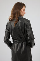 Beyonce Kadın Siyah Deri Pardösü | Derimod