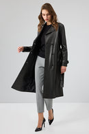 Beyonce Kadın Siyah Deri Pardösü | Derimod