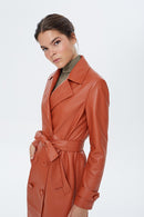 Beyonce Kadın Kahverengi Deri Pardösü | Derimod