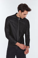 Neymar Erkek Siyah Süet Baskılı Slim-Fit Kısa Deri Ceket | Derimod