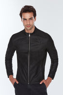 Neymar Erkek Siyah Süet Baskılı Slim-Fit Kısa Deri Ceket | Derimod