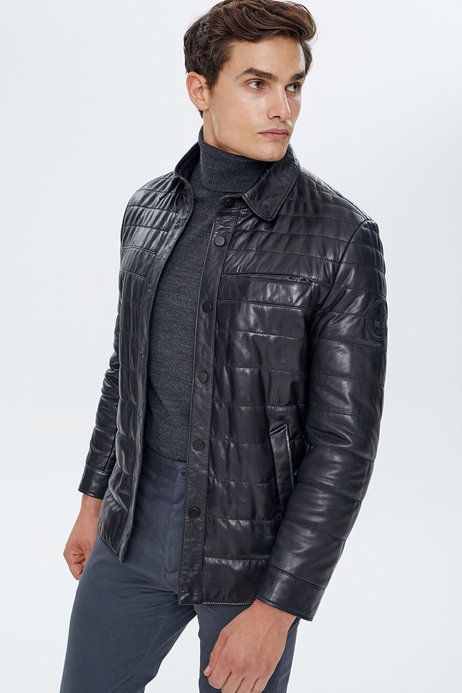 Locatelli Men's Black Leather Jacket 22WGD6412VE | Derimod