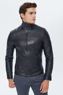 Duncan Erkek Siyah Slim-Fit Deri Ceket | Derimod