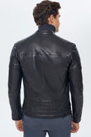 Duncan Erkek Siyah Slim-Fit Deri Ceket | Derimod