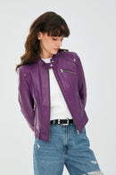 Sonia Women's Purple Leather Jacket | Derimod