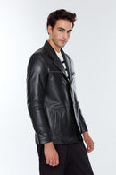 Frank Men's Black Leather Jacket | Derimod