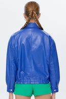 Splendid Women's Blue Oversize Leather Jacket | Derimod