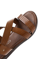 Women's Tan Leather Bodrum Sandals | Derimod