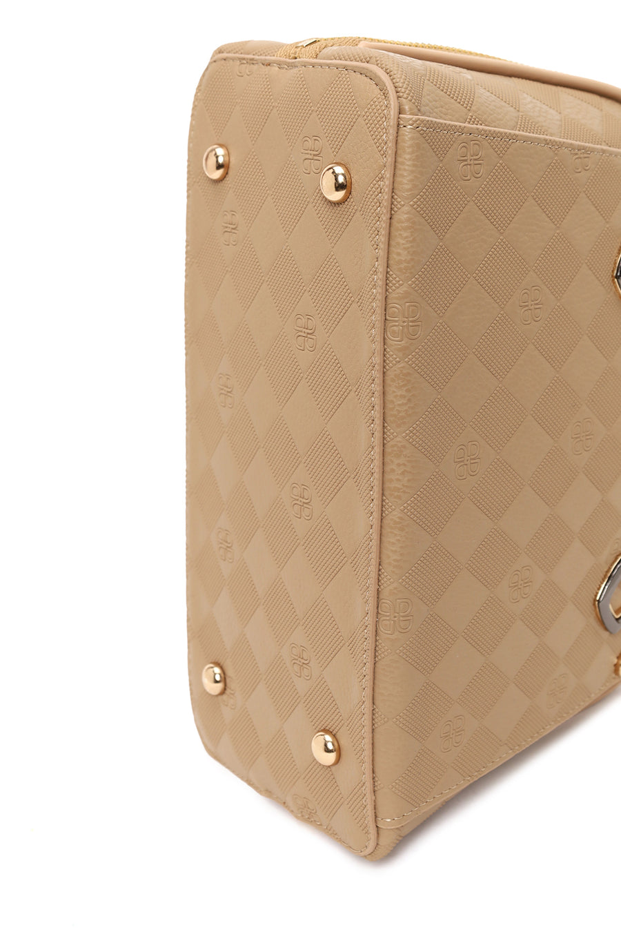 Woman Beige Long-Strap Printed Shoulder Bag