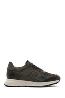 Men's Khaki Leather Suede Detailed Thick Soled Sneaker | Derimod