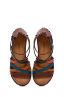 Women's Multicolored Leather Sandals | Derimod