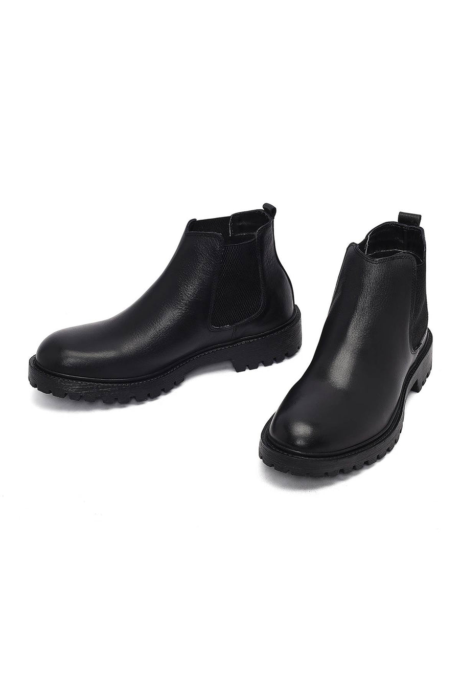 Male Black Leather Casual Chelsea Boots