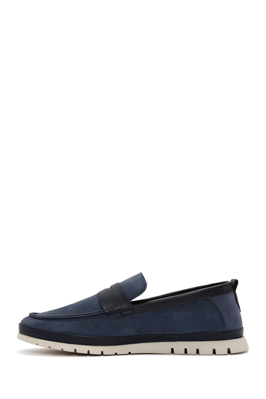 Men's Navy Blue Nubuck Leather Casual Loafer