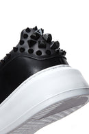 Erkek Siyah Deri Zımba Detaylı Kalın Tabanlı Sneaker | Derimod