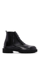 Men's Black Leather Zippered Casual Boots | Derimod