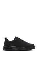 Men's Black Lace-Up Perforated Leather Sneakers | Derimod