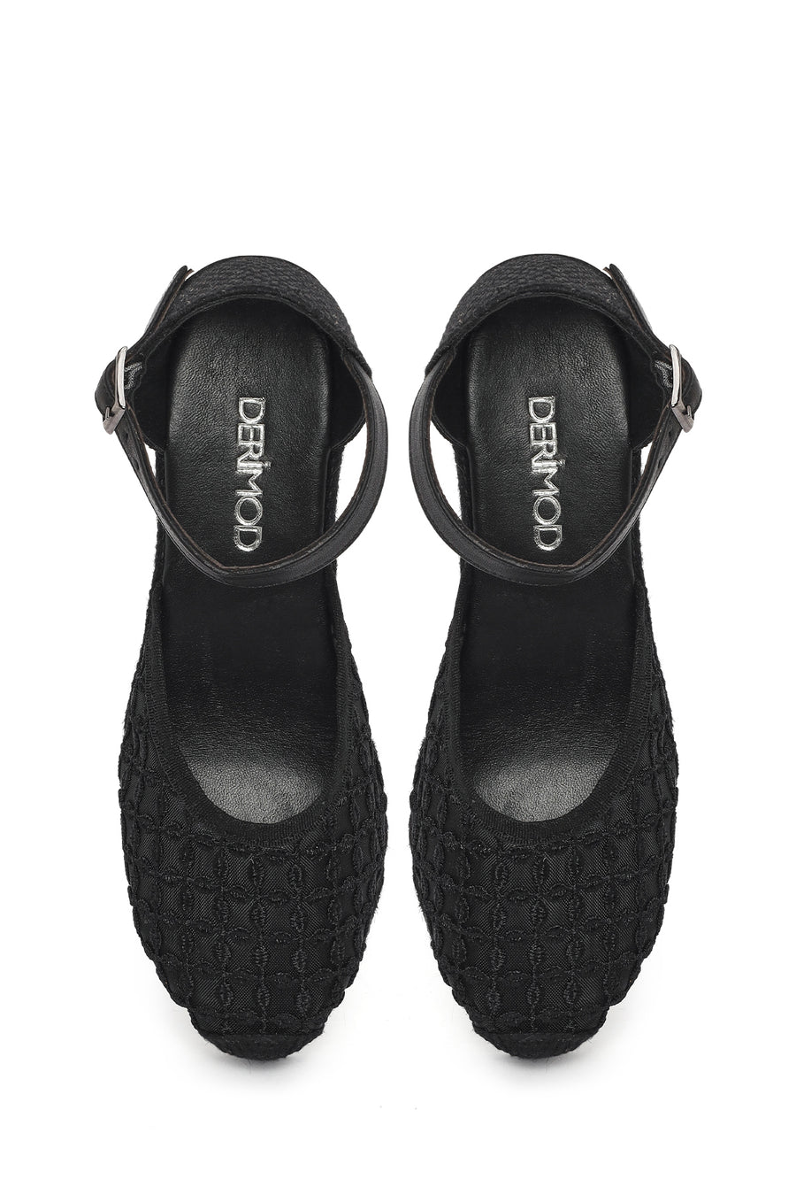 Women's Black Ankle Buckle Platform Espadrilles