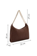 Women's Brown Chain Strap Printed Shoulder Bag | Derimod