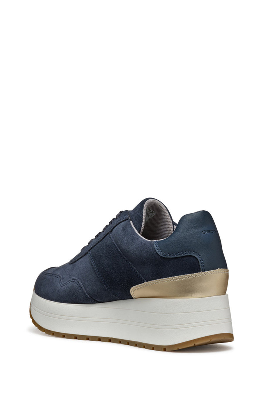 Geox Kadın Lacivert  Low-Top Bağcıklı Kalın Tabanlı Süet Deri Sneaker