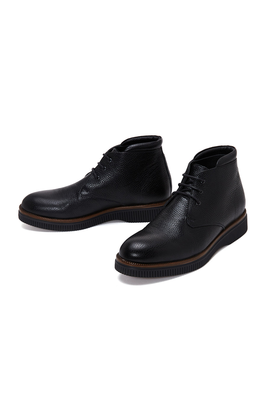 Men's Black Lace-Up Leather Boots