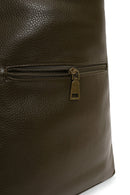 Woman Khaki Long-Strap Suede Shoulder Bag | Derimod