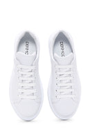 Women's White Leather Thick Soled Sneaker | Derimod