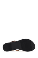 Women's Brown Metal Detailed Flip-Flop Sandals | Derimod