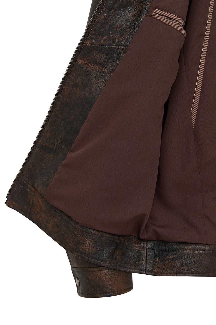 Alfred Male Brown Notched Collar Leather Coat