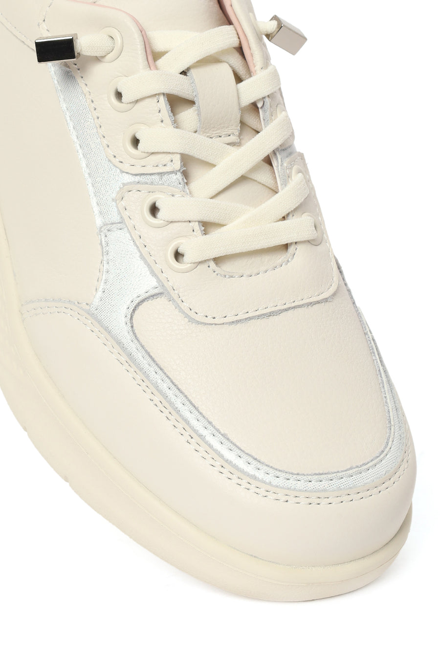 Women's Beige Lace-up Leather Sneaker