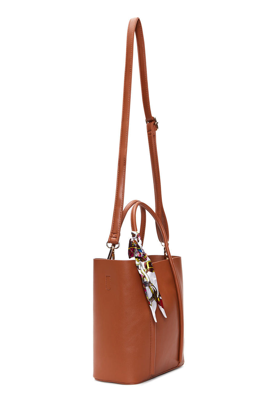 Women's Camel Long Strap Shoulder Bag with Accessory Detail