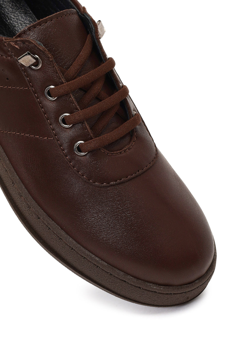 Woman Brown Lace-up Leather Comfort Shoes