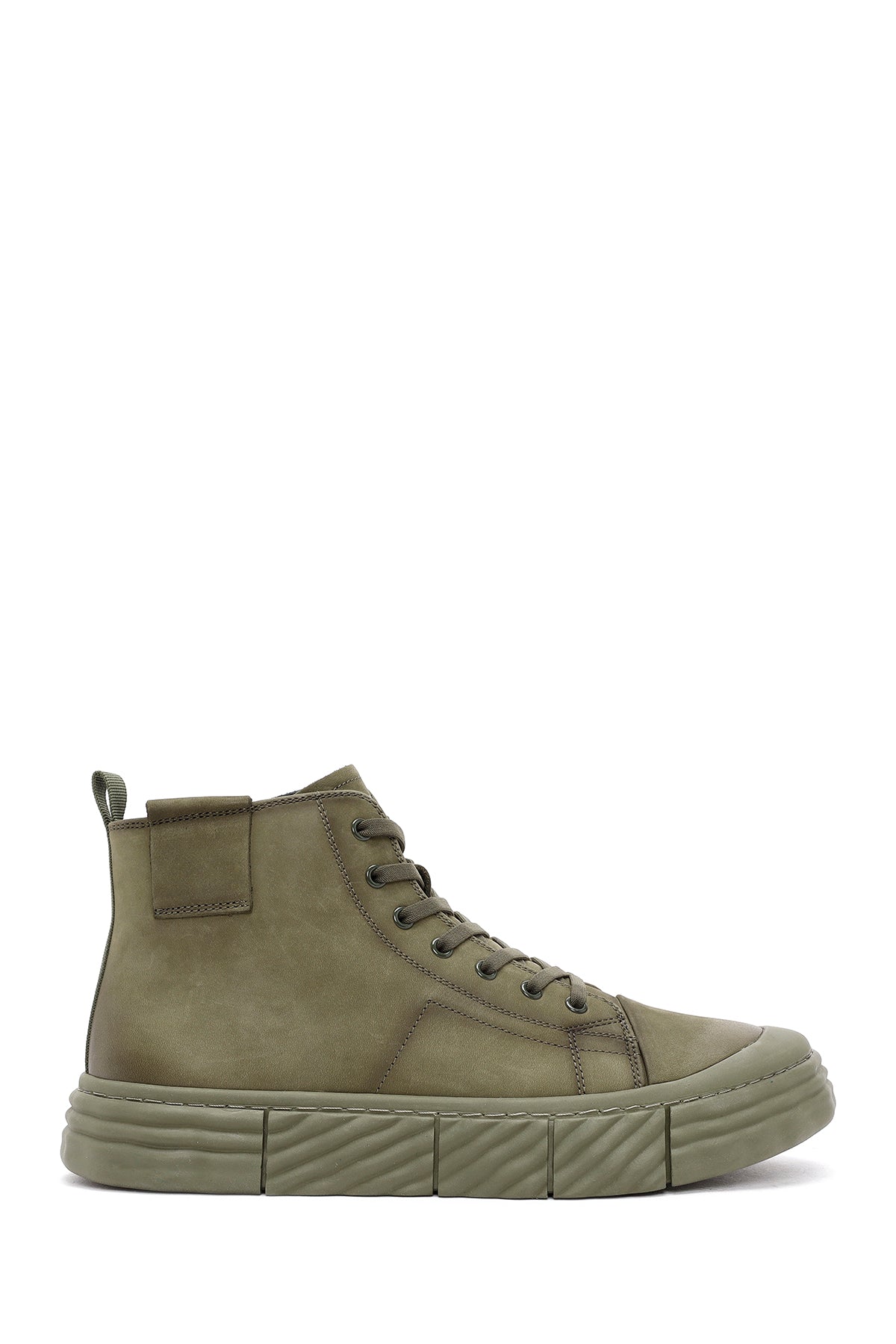 Men's Khaki Zippered Nubuck High Top Sneakers 24WFD6920V3 | Derimod