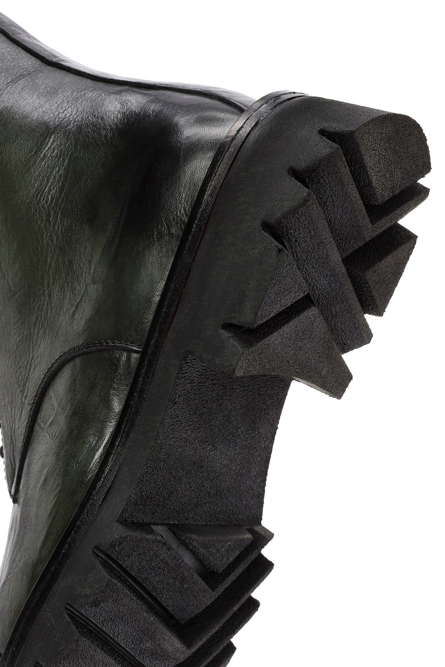 Men's Green Zippered Leather Casual Combat Boots