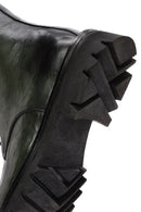 Men's Green Zippered Leather Casual Combat Boots | Derimod