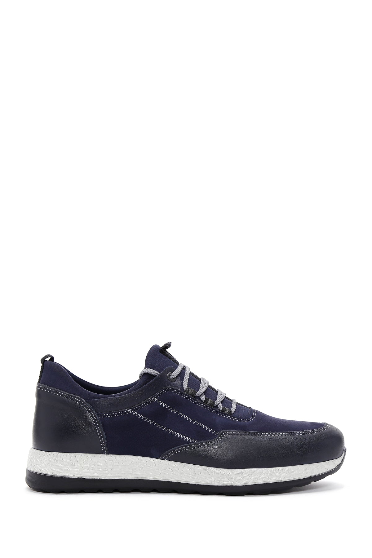 Men's Navy Blue Nubuck Leather Sneaker 23SFD683514 | Derimod