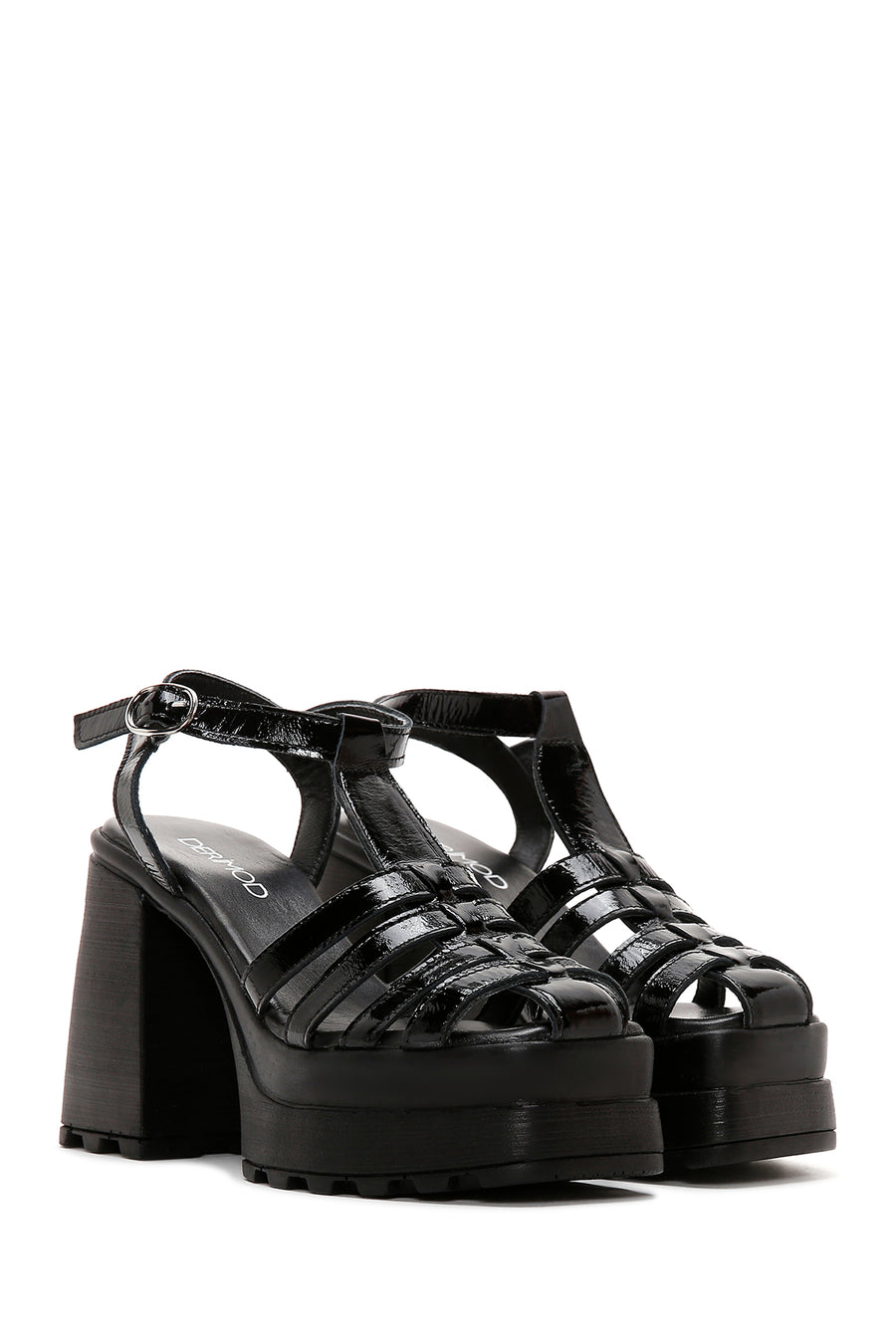 Women's Leather Patent Leather Thick Heeled Platform Sandals