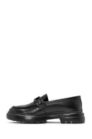 Men's Black Printed Buckle Detailed Leather Loafer | Derimod