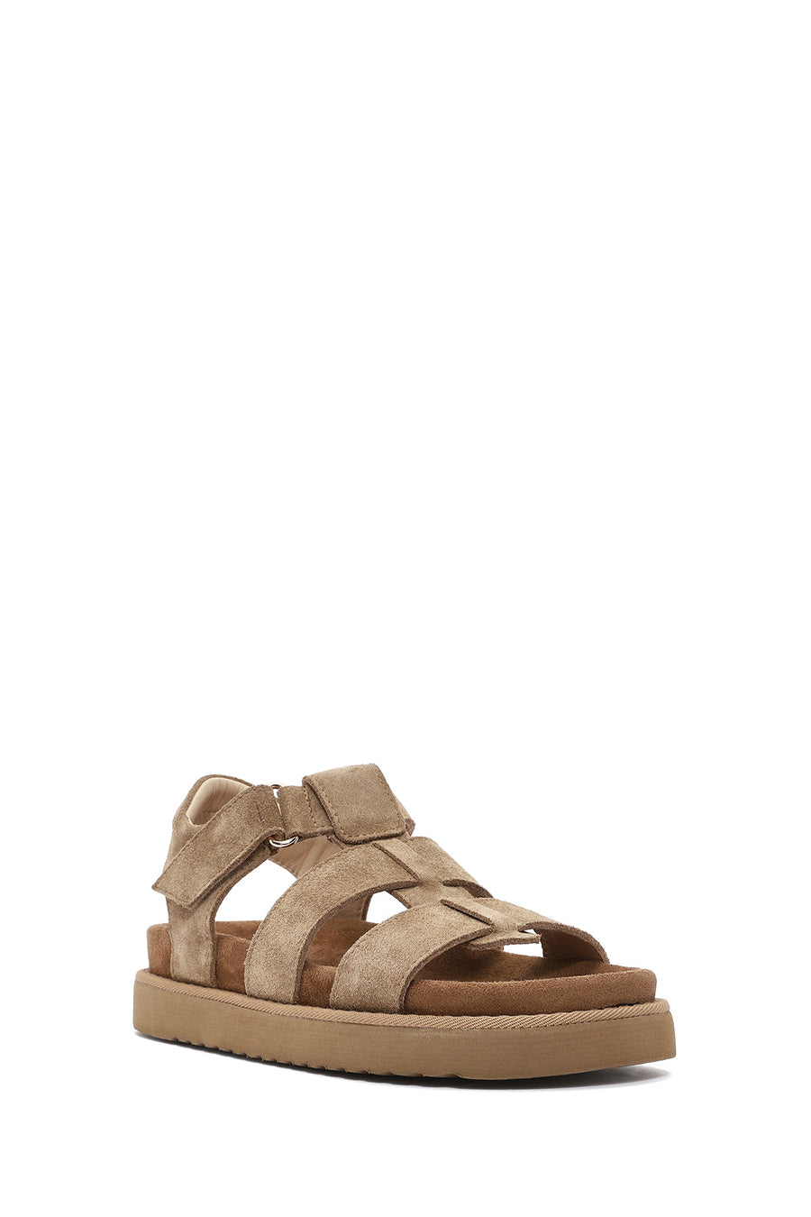 Women's Brown Thick Soled Suede Leather Sandals