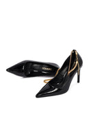 Women's Black Ankle Buckle Thin Heel Patent Leather Stiletto | Derimod