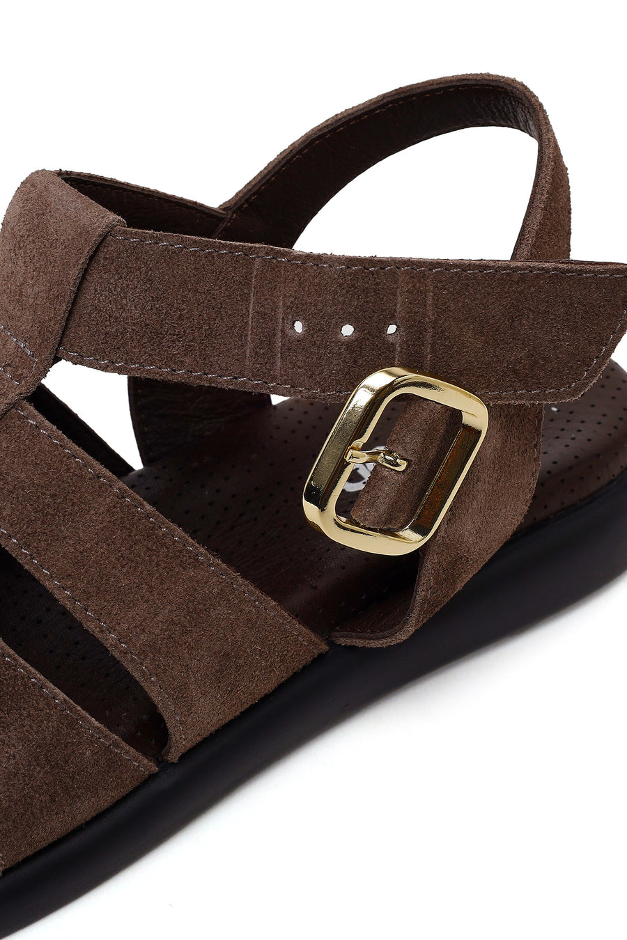 Woman Mink Ankle-Buckle Suede Leather Sandals