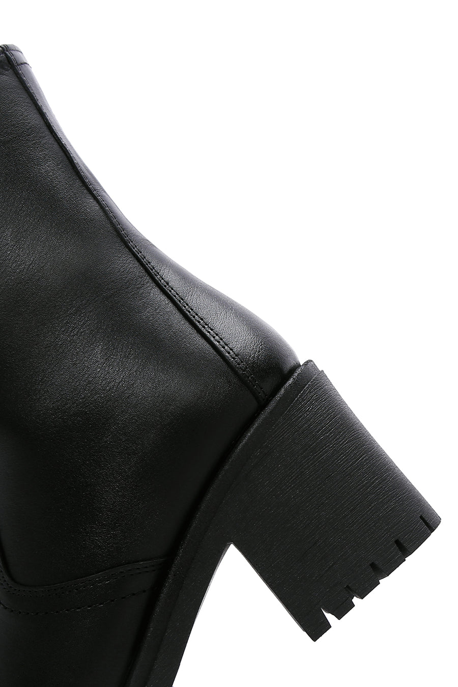 Women's Black Leather Heeled Boots