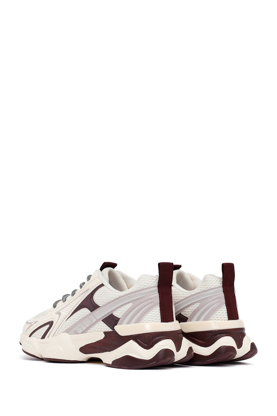 Woman Burgundy Lace-Up Chunky Sneaker